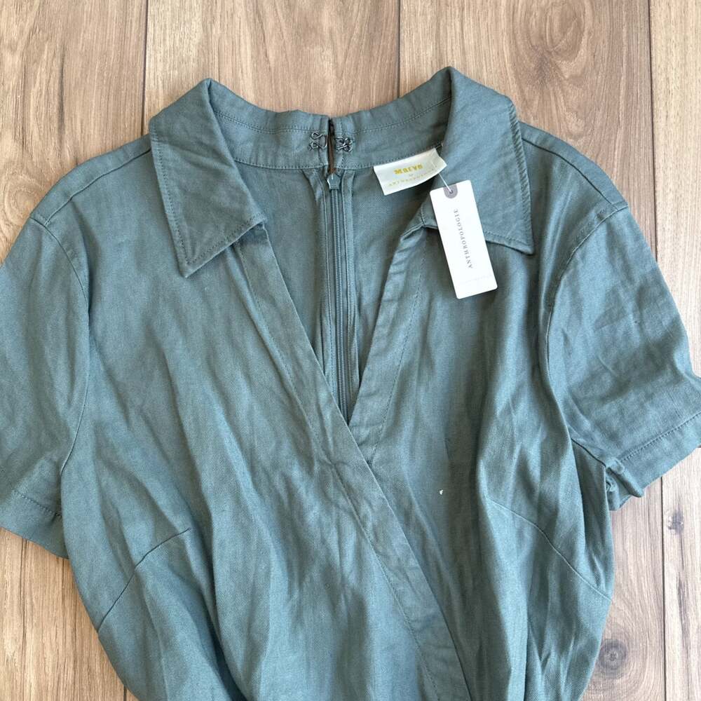 Anthropologie Maeve Short Sleeve Wrap Romper Tie Waist Sz 14 NWT Classic Boho - Picture 4 of 11